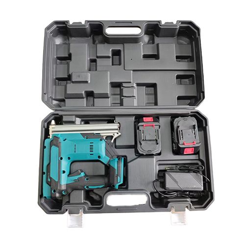 The high-performance cordless nail gun is an essential power tool for professional construction work.
