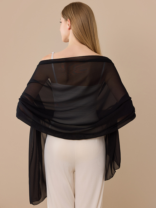 Elegant Solid Color Chiffon Shawl Scarf for Wedding Party Evening Dress