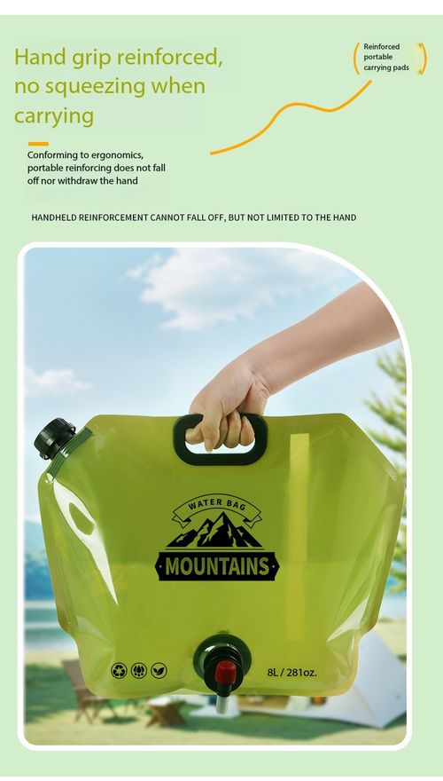 8L Portable Foldable Water Bag with Handle & Tap