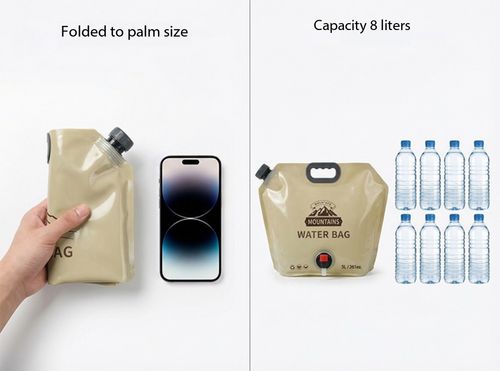 8L Portable Foldable Water Bag with Handle & Tap