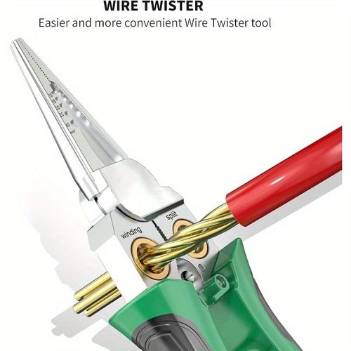 Heavy Duty 8 in 1 Multifunctional Wire Stripper  Manganese Steel Construction  Combines Stripping Cutting, and Twisting Functions  Built in Voltage Tester with Live Neutral Wire Identification   An Essential Tool for Electrical Repair