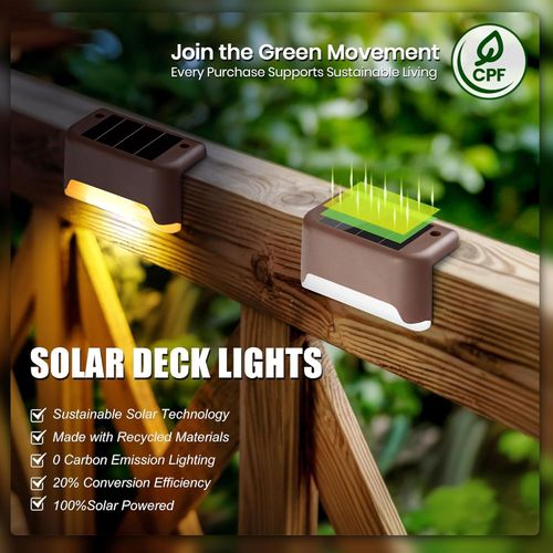 Pack of 10 Solar Step Stair Lights  Waterproof Outdoor LED Lighting for Gardens, Patios, and Railings (Zero Electricity Cost)