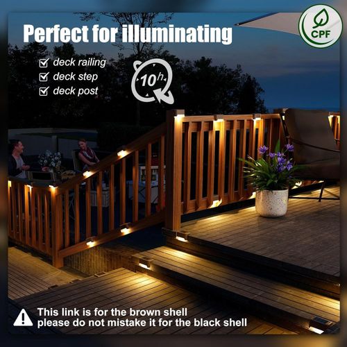 Pack of 10 Solar Step Stair Lights  Waterproof Outdoor LED Lighting for Gardens, Patios, and Railings (Zero Electricity Cost)