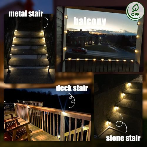 Pack of 10 Solar Step Stair Lights  Waterproof Outdoor LED Lighting for Gardens, Patios, and Railings (Zero Electricity Cost)