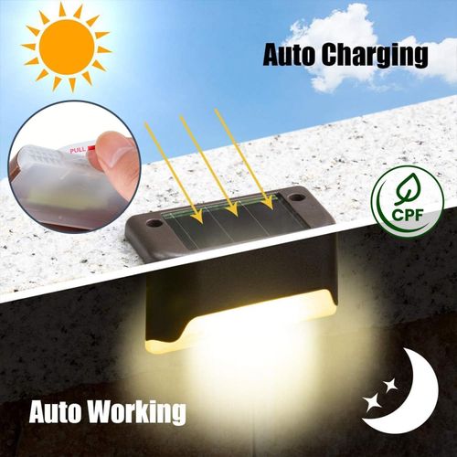 Pack of 10 Solar Step Stair Lights  Waterproof Outdoor LED Lighting for Gardens, Patios, and Railings (Zero Electricity Cost)