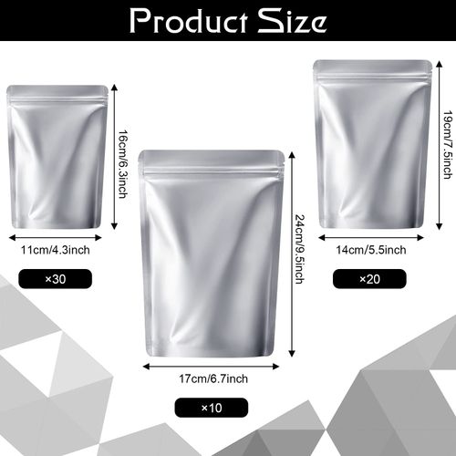 Pack of 50 Custom Food-Grade Aluminum Foil Stand-Up Pouches  Suitable for Sushi, Milk, and Canned Foods – Eco-Friendly, Resealable Food Packaging