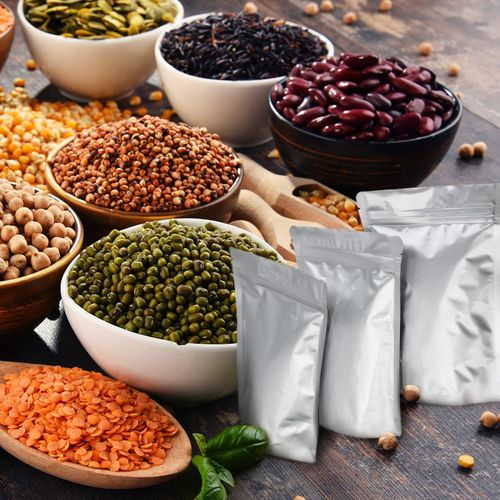 Pack of 50 Custom Food-Grade Aluminum Foil Stand-Up Pouches  Suitable for Sushi, Milk, and Canned Foods – Eco-Friendly, Resealable Food Packaging