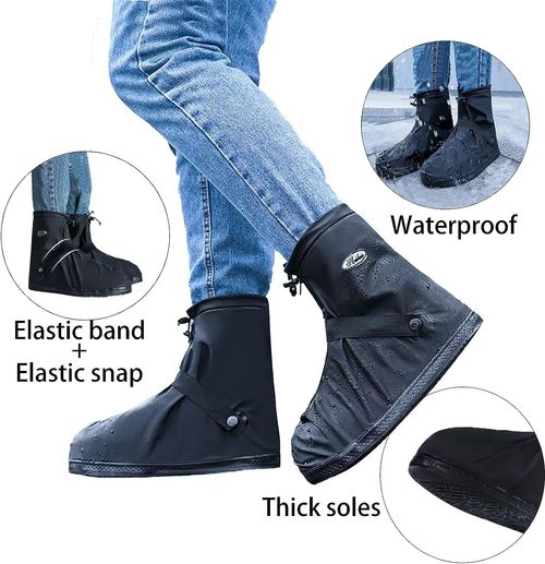 Wear resistant  portable  soft  non slip  and waterproof rain shoe covers zippered shoe covers for adults, suitable for all seasons.
