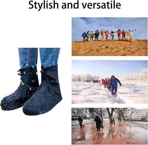 Wear resistant  portable  soft  non slip  and waterproof rain shoe covers zippered shoe covers for adults, suitable for all seasons.