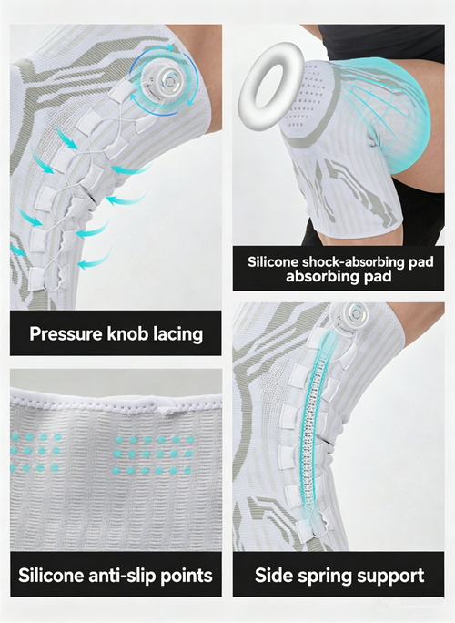 Pair Of Knob Adjustable Silicone Knee Support