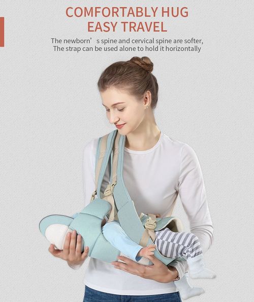 Convertible Baby Carrier with Storage & Hip Seat  Supports Horizontal, Front, and Back Carrying Positions  available in four colors.