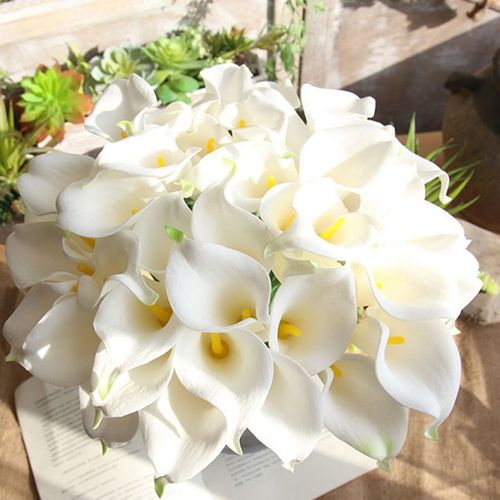 Realistic Artificial Calla Lily Flowers White Silk Bouquet Home Wedding Decoration for Kenya Market