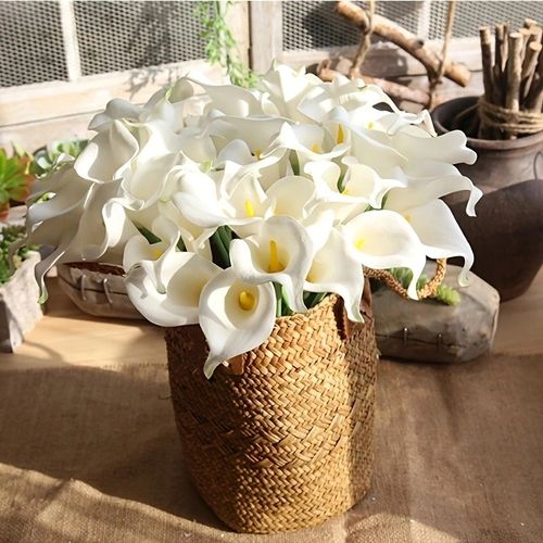Realistic Artificial Calla Lily Flowers White Silk Bouquet Home Wedding Decoration for Kenya Market