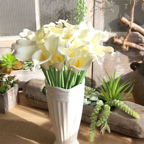 Realistic Artificial Calla Lily Flowers White Silk Bouquet Home Wedding Decoration for Kenya Market