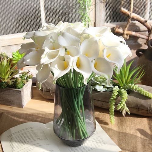Realistic Artificial Calla Lily Flowers White Silk Bouquet Home Wedding Decoration for Kenya Market
