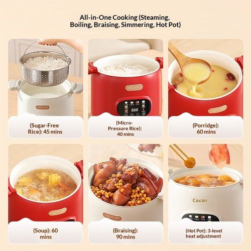 Multifunctional Low-Sugar Electric Cooker with Ceramic Glaze Inner Pot, LCD Display, Dry-Boil Protection, Low-Sugar & Compact Capacity, Portable Electric Stew Pot, Digital Controls, Non-Stick Pot, Multifunctional Automatic Rice Cooker.