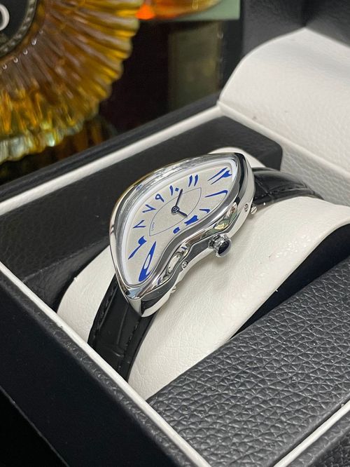 Artistic Melting Design Wristwatch Gold Case Paris Style Leather Strap Watch for Kenya Market