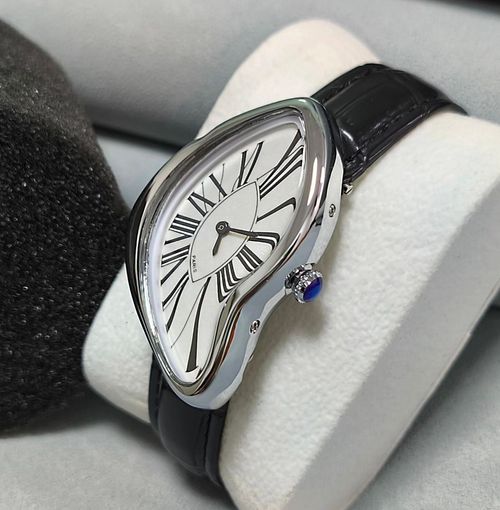 Artistic Melting Design Wristwatch Gold Case Paris Style Leather Strap Watch for Kenya Market