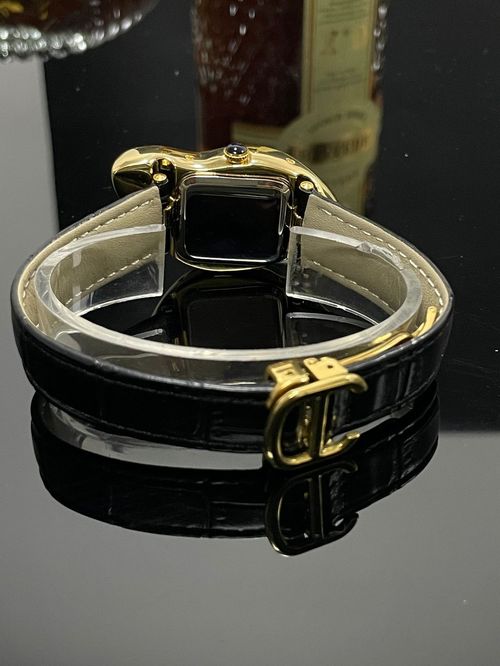 Artistic Melting Design Wristwatch Gold Case Paris Style Leather Strap Watch for Kenya Market