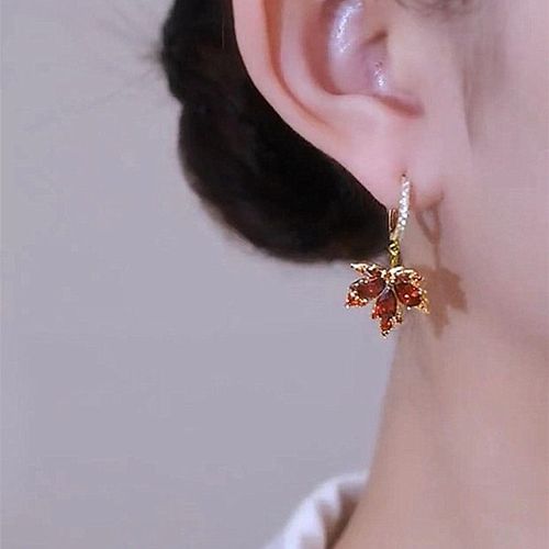 Stylish Red Maple Leaf Earrings for Ladies