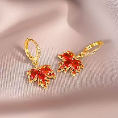 Stylish Red Maple Leaf Earrings for Ladies