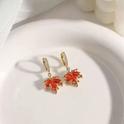 Stylish Red Maple Leaf Earrings for Ladies