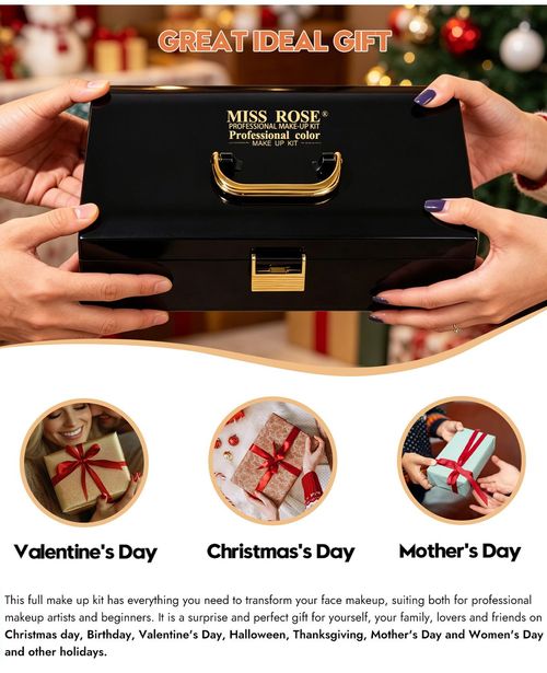 Miss Rose Professional Makeup Kit Set - All-in-One Eyeshadow Lipstick Blush Case for Kenya Beauty