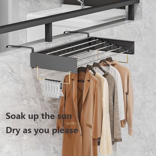 Foldable Balcony Drying Rack – Indoor Wall-Mounted, Concealed Bathroom Towel Rack, Windproof Invisible Clothes Rack & Storage Organizer