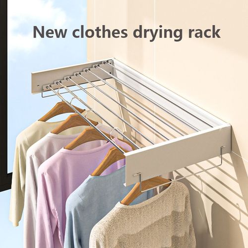 Foldable Balcony Drying Rack – Indoor Wall-Mounted, Concealed Bathroom Towel Rack, Windproof Invisible Clothes Rack & Storage Organizer