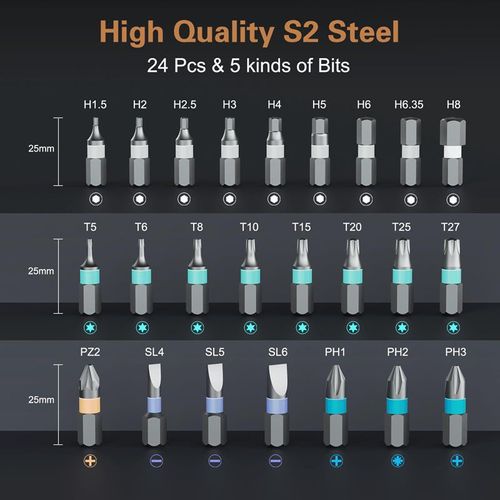 24-In-1 Magnetic Ratchet Screwdriver Set S2 Steel Bits Anodized Aluminum Handle Precision Tool Kit Kenya