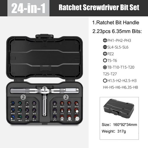 24-In-1 Magnetic Ratchet Screwdriver Set S2 Steel Bits Anodized Aluminum Handle Precision Tool Kit Kenya