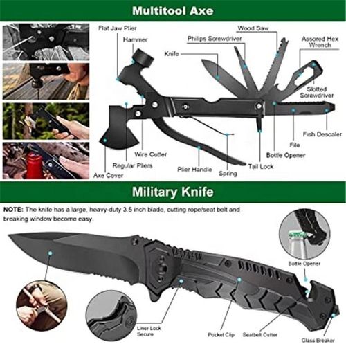 Multifunctional Survival Tool Kit 20cm Folding Knife High-Precision Compass Multi-purpose Tactical Ruler Waterproof Storage Case Military-Grade Materials Tactical Quick-Release Bottle Clip Outdoor Emergency Gear