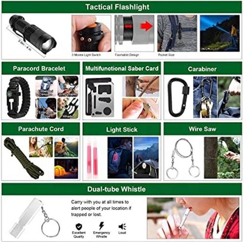 Multifunctional Survival Tool Kit 20cm Folding Knife High-Precision Compass Multi-purpose Tactical Ruler Waterproof Storage Case Military-Grade Materials Tactical Quick-Release Bottle Clip Outdoor Emergency Gear