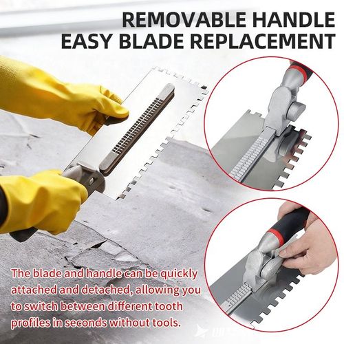 7 Piece Professional Drywall Spatula Set   Features Stainless Steel Angled Blades, Ergonomic Handles, and Interchangeable Multi Size Stainless Steel Scrapers  Ideal for Tiling and Plastering (Tool Kit Included)