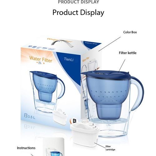 BPA-Free Water Filter Pitcher with Activated Carbon Cartridge Food Grade AS Material Kitchen Home Purifier for Kenya
