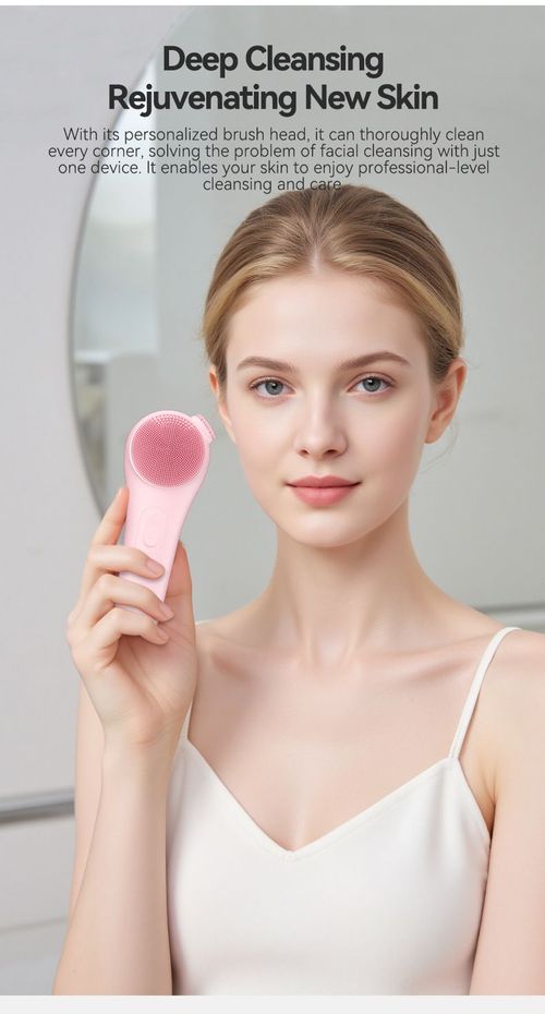 5-in-1 Silicone Facial Cleansing Brush Heating Vibration Pore Cleaner Waterproof USB Rechargeable for Kenya Beauty