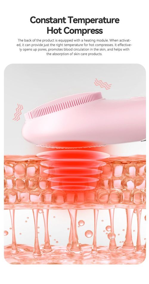 5-in-1 Silicone Facial Cleansing Brush Heating Vibration Pore Cleaner Waterproof USB Rechargeable for Kenya Beauty