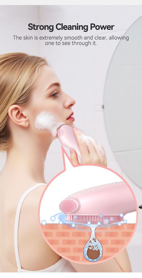 5-in-1 Silicone Facial Cleansing Brush Heating Vibration Pore Cleaner Waterproof USB Rechargeable for Kenya Beauty