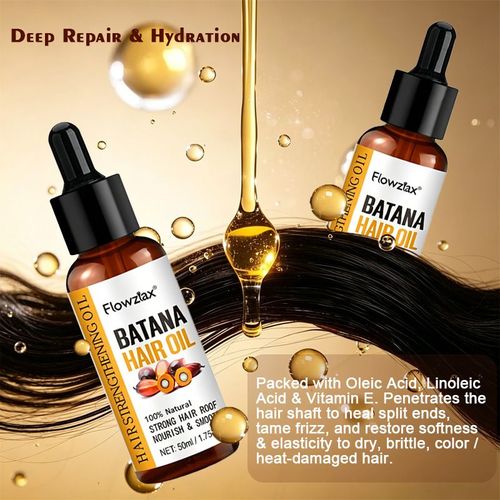 Flowztax Batana Hair Oil 50ml Natural Hair Strengthener Frizz Control Deep Repair Serum for Kenya