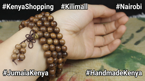 Handcrafted Black Rosewood 108 Bead Bracelet with Turquoise Accents Spiritual Mala Jewelry for Kenya