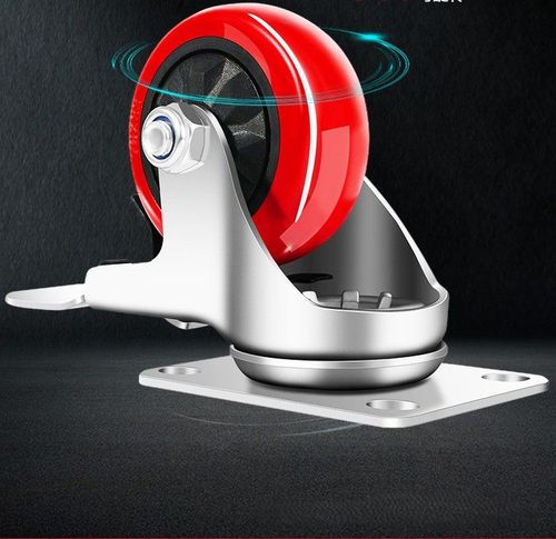 Red Swivel Caster Wheels with Brake, 2 Pcs Pack
