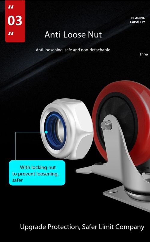 Red Swivel Caster Wheels with Brake, 2 Pcs Pack