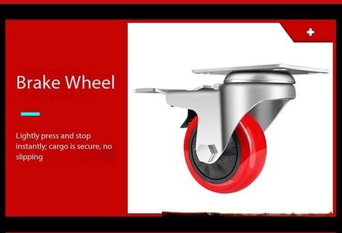 Red Swivel Caster Wheels with Brake, 2 Pcs Pack