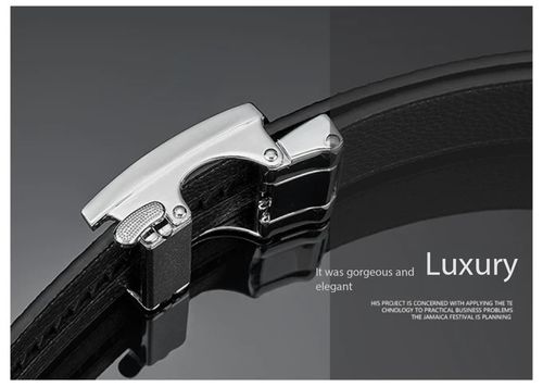 Men's Automatic Buckle Belt Letter Plaid Pattern Business Casual Cowhide Leather Belt