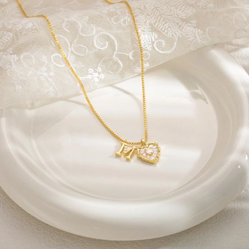 High-end Valentine's Day gift: Copper heart-shaped letter pendant with micro-set stones.