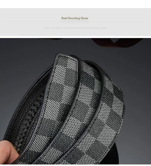 Men's Automatic Buckle Belt Letter Plaid Pattern Business Casual Cowhide Leather Belt