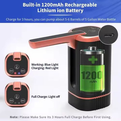 Portable 5-Gallon USB-Rechargeable Water Dispenser – Foldable, Modern Design, Automatic Pump