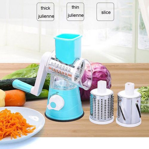 Manual Rotary Vegetable Slicer Grater with 3 Stainless Steel Drums Kitchen Tool