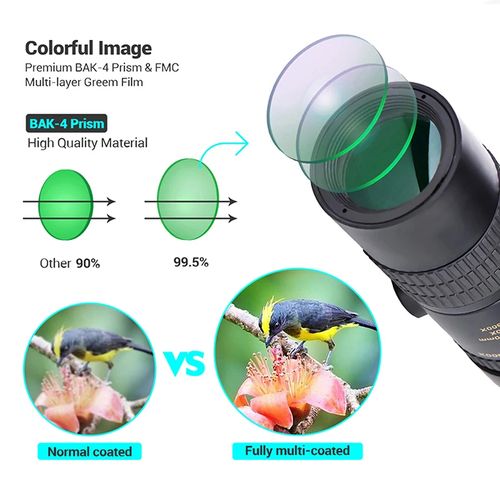 10-300X40 Monocular Telescope High Power Zoom HD Spotting Scope with Tripod Phone Adapter