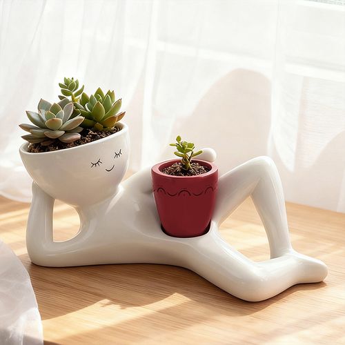 New  Lazy Little Character  Planter   Home Desktop Decor   Ornament for Succulents and Green Plants